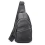 Ekphero Men Genuine Leather Chest Pack Casual Sport Sling Shoulder Backpack Fashion Crossbody Bags Black Travel Chest Bag