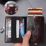 BULLCAPTAIN Men's Mobile Phone Holder Card Holder RFID Blocking Leather Wallet Aluminium Box Credit Card Holder Money Clip Slim Design Secure Protected