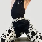 INCERUN Men Pants Fashion Milk Print Scooped Pants Summer Party Button Trousers Male Clothing Bottoms