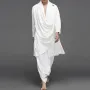 INCERUN Men Two Pieces Set Chinese Style Cotton Linen Long Sleeve Long Pants Men's Casual Vintage Stacked Collar Crotch Pants Set Plus Size