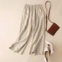ZANZEA Women Cotton Elastic Waist Solid Color Long Pants Casual Loose Straight Trousers
