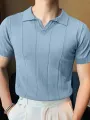 INCERUN Mens Lapel Shirts Striped Slim Casual Basic Design Short Sleeve Summer T-Shirt