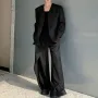 INCERUN Mens Solid Color Long Sleeve Two-Piece Outfit Collarless Blazer & Suit Pants Men's Fashion Set