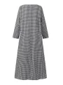 Women Casual Plaid Half Button Front Long Sleeve Maxi Dresses