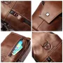BULLCAPTAIN Men Genuine Leather Wear Resisting Textured Business Casual Brown Black Chest Bag Shoulder Crossbody Bag