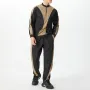 INCERUN Mens Athletic Color-Block Patchwork Two Pieces Outfit Fashion Sports Two-piece Suits Top Pant Casual Set