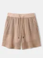 Mens Mesh Flap Pocket Casual Drawstring Waist Shorts