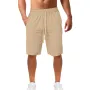 Pantalones cortos de lino y algodón de secado rápido para hombre, de verano, transpirables, a rayas, informales, para gimnasio, correr, con bolsillo cargo, para playa, de cinco puntos, ligeros y cómodos.