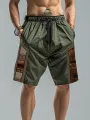 ChArmkpR - Pantalones cortos para hombre con estampado étnico de patchwork, holgados, con cordón en la cintura