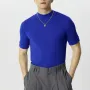 INCERUN Mens Solid Half-Collar Short Sleeve T-Shirt