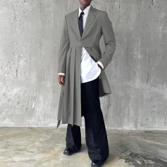 INCERUN - Blazer de manga larga con dobladillo asimétrico para hombre, diseño de color liso, informal, para fiesta, tallas S-5XL