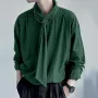 Camisa de manga larga con diseño de corbata de color liso para hombre de INCERUN, camisa informal de moda para hombre