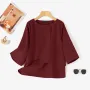 ZANZEA Elegant Style Women's Blouse Round Neck Half Sleeve Double Layer Casual Shirt Fashion Pullover Top