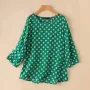 ZANZEA Women Summer Casual 3/4 Sleeve Blouses O Neck Polka Dot Loose Ladylike Shirt Top