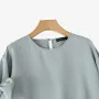 ZANZEA Elegant Style Womens Shirts Blouses Ladylike Crew Neck Ruffled Sleeves Tops Side Bowknot Solid Blouses
