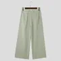 INCERUN Men Side Lace Up Solid Color Pants Button Zipper Wide Legged Trousers Loose Fit Casual Daily Men Pants Plus Size S-5XL