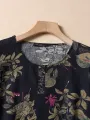 ZANZEA Plus Size Women's Shirt Cotton Linen Printed Casual Short Sleeve O Neck Loose Blouse Summer Daily Top for Women