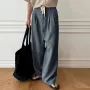 INCERUN - Pantalón casual de pierna recta con doble pliegue para hombre, cómodo, sencillo, de color sólido, largo, talla grande S-5XL