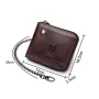 BULLCAPTAIN Dompet Pria Kulit Asli Multifungsi Dompet Lipat Dua Ritsleting RFID Anti-magnetik Tempat Kartu Multi-slot Dompet Koin