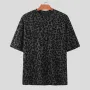 INCERUN Men's Leopard Print Short Sleeve T-shirt Summer Daily Comfy Crew Neck T-shirt