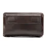 Ekphero Genuine Leather Wallet Long Handbag Large Capacity Card Holder Money Clip Retro Clutch Bag with Zipper Phone Pocket