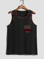 ChArmkpR Mens Ethnic Geometric Trim Print Knit Sleeveless Tanks
