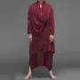 INCERUN Men Two Pieces Set Chinese Style Cotton Linen Long Sleeve Long Pants Men's Casual Vintage Stacked Collar Crotch Pants Set Plus Size
