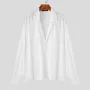 INCERUN Men Shirts Fashion-forward Males See through Long Sleeve Shirts Trendy Japanese and Korean Daily Lapel Top Male Clothing