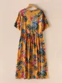 ZANZEA Womens Summer Short Sleeve Printed Swing Long Maxi Dress Holiday Beach Sundress