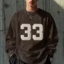 INCERUN - Camiseta de manga larga con textura y estampado digital para hombre, de malla a la moda, corte holgado, tallas grandes S-5XL
