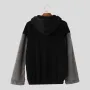 INCERUN Mens Faux Fur Panel Long-Sleeve Jacket Fashion Color Block Patchwork Coat for Fall Winter