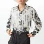 INCERUN Mens Floral Print Fringe Patchwork Long-Sleeve Shirt Fashion Tassel Deco Lapel Top for Male S-5XL