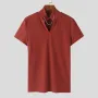 Camiseta de manga corta con cuello alto, de punto liso y cadena decorativa para hombre de INCERUN
