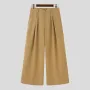 INCERUN Mens Solid Color Loose Fit High Waist Pant Casual Wide Leg Long Trousers Plus Size For Men S-5XL