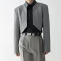 INCERUN - Blazer para hombre, diseño sencillo a la moda, corte entallado, color liso, manga larga, informal, para hombre