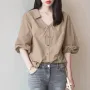 ZANZEA Women's Blouse Commute New Fashion Lantern Sleeve V-Neck Lapel Solid Office Top Shirt