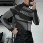 INCERUN Men Tights Skinny Stretch Functional Long Sleeve T-Shirt Fashion Sportwear Crew Neck Black T-shirt for Men, Spring Fall