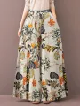 ZANZEA Women's Culottes Loose Wide Leg Pants Floral Graphic Elastic Waist Palazzo Pants Business Casual Cropped Trousers with Pockets
