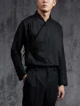 Mens Long Sleeve Retro Chinese Shirts V Neck Ethnic Style Loose Tops Shirt