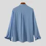 INCERUN Men Breathable Stand-up Collar Silky Solid Color Shirts