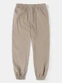 ChArmkpR Mens Pants Solid Casual Loose Drawstring Waist Trousers with Side Pockets