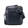 BULLCAPTAI Genuine Leather Men's Shoulder Bag Cowhide Messenger Bags Fashion Male Causal Small Double Zipper Crossbody Bag Short-distance Compact Mini Travel Bag