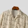 INCERUN Men Printing Shirt Summer Lapel Apricot Shirts Button Short Sleeve Top with Pockets Korean Casual Men Clothing S-5XL