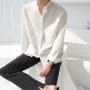 INCERUN Men Breathable Stand-up Collar Silky Solid Color Shirts