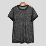 INCERUN Men Casual Mesh See Through Crew Neck Short Sleeve T-Shirt
