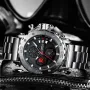 CRRJU Men's Quartz Chronograph Watch Stainless Steel Strap Waterproof Large Dial Luminous Sport Wristwatch with Date Function
