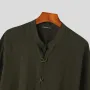 INCERUN Mens V Neck Long Sleeve Shirt Fashion Solid Color Lace Up Top Shirt for Male