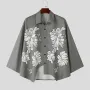 INCERUN Men Flowers Print Loose Fit Long Sleeve Shirts Casual Daily Large Size Lapel Tops for Men S-5XL