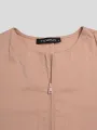 Men Solid Front Zipper Round Neck Short Sleeve Casual Robe Shirts