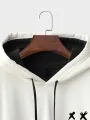 ChArmkpR Mens Smile Print Color Block Patchwork Kangaroo Pocket Hoodies Winter